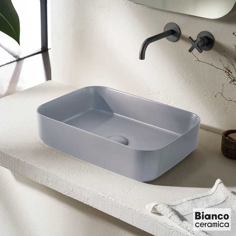 Νιπτήρας Επικαθήμενος Λευκό Ceramica 508-34050-440 Stone Grey (50x36cm)
