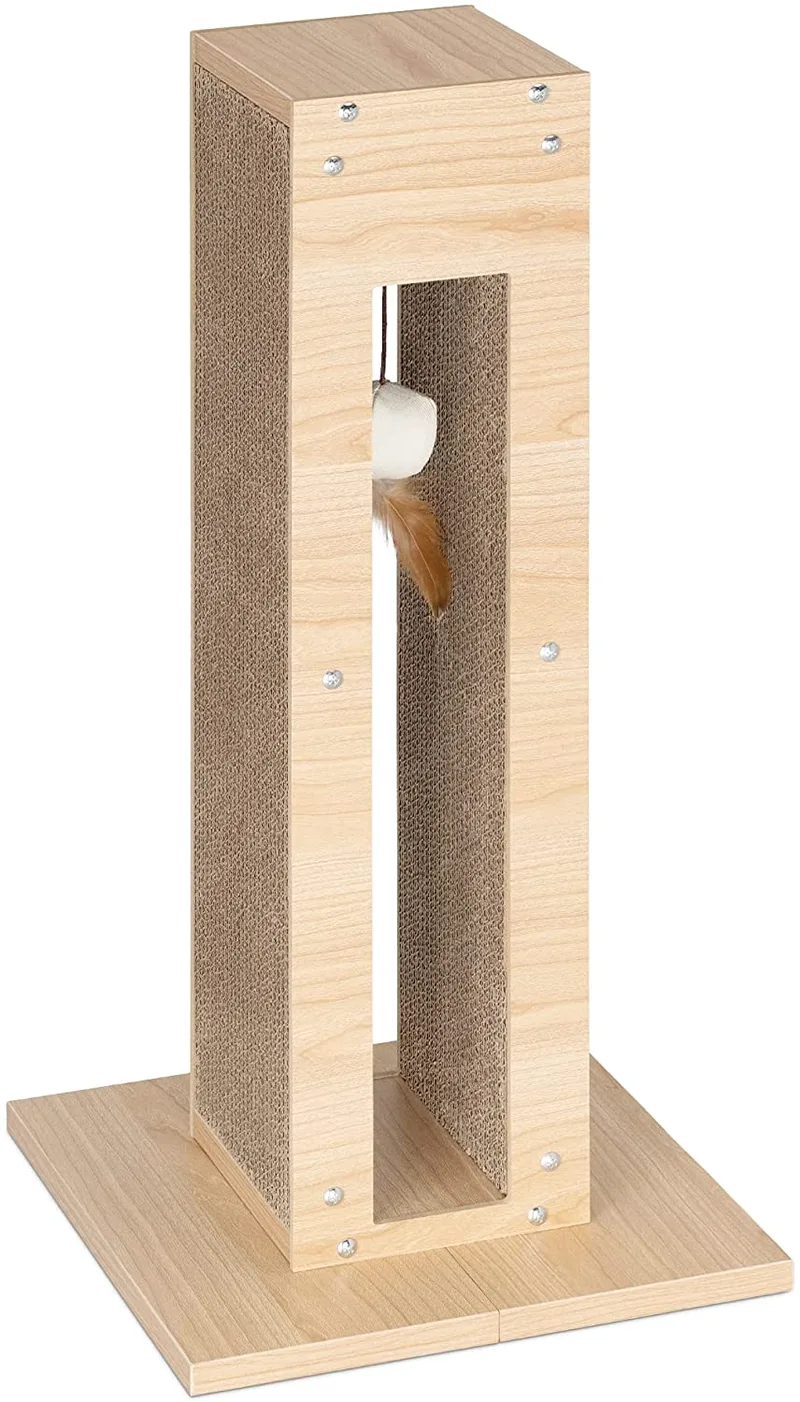 Navaris Scratching Post for Cats with Hanging Toy - Ονυχοδρόμιο για Γάτες με Παιχνίδι - 61.5 x 30 x 30 cm - Brown (55125.01)
