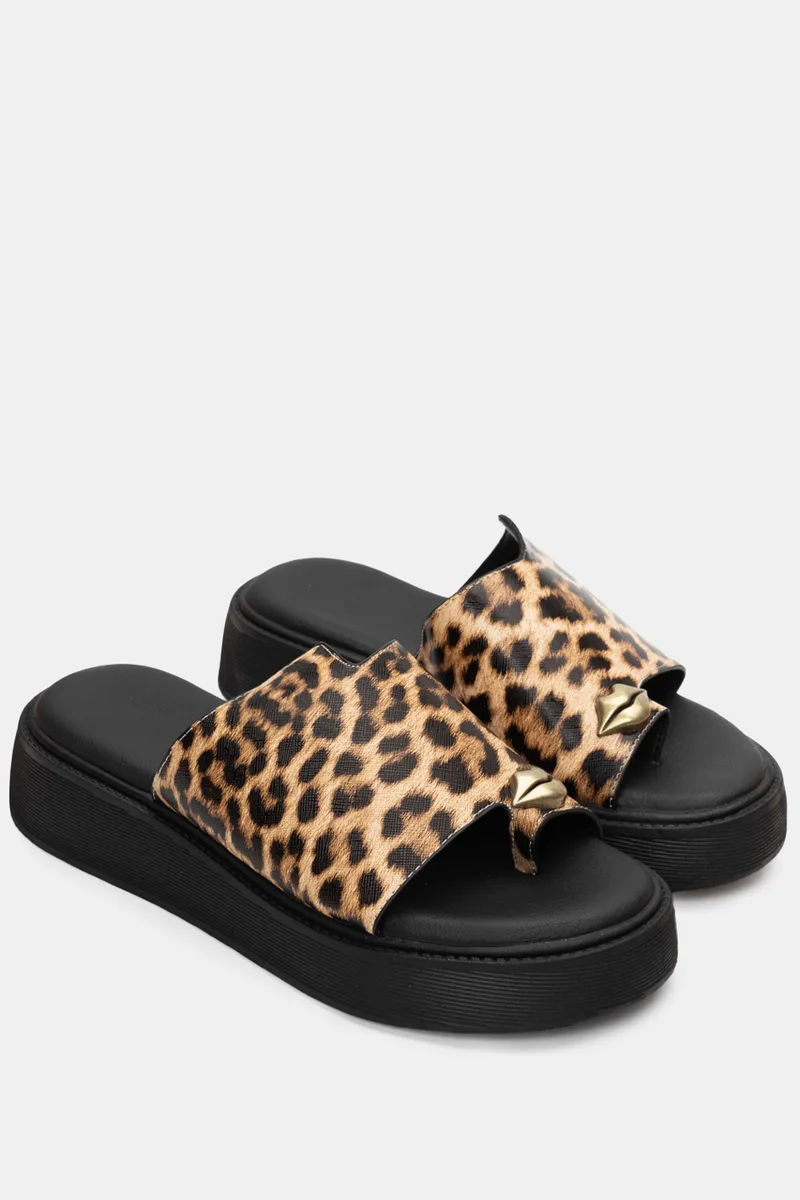 Σανδάλια Flatform με Διακοσμητικό - Animal Print