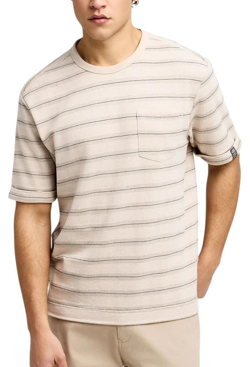 Μπλούζα Κοντομάνικη Funky Buddha Ριγέ Relaxed FBM013-043-04-FOG Ανδρικό