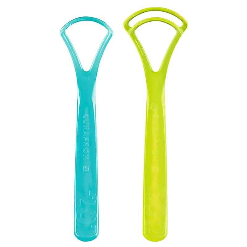 Curparox Tongue Cleaner CTC 203 Καθαριστής Γλώσσας Διπλής & Μονής Επιφάνειας 2 Τεμάχια - Μπλε / Κίτρινο