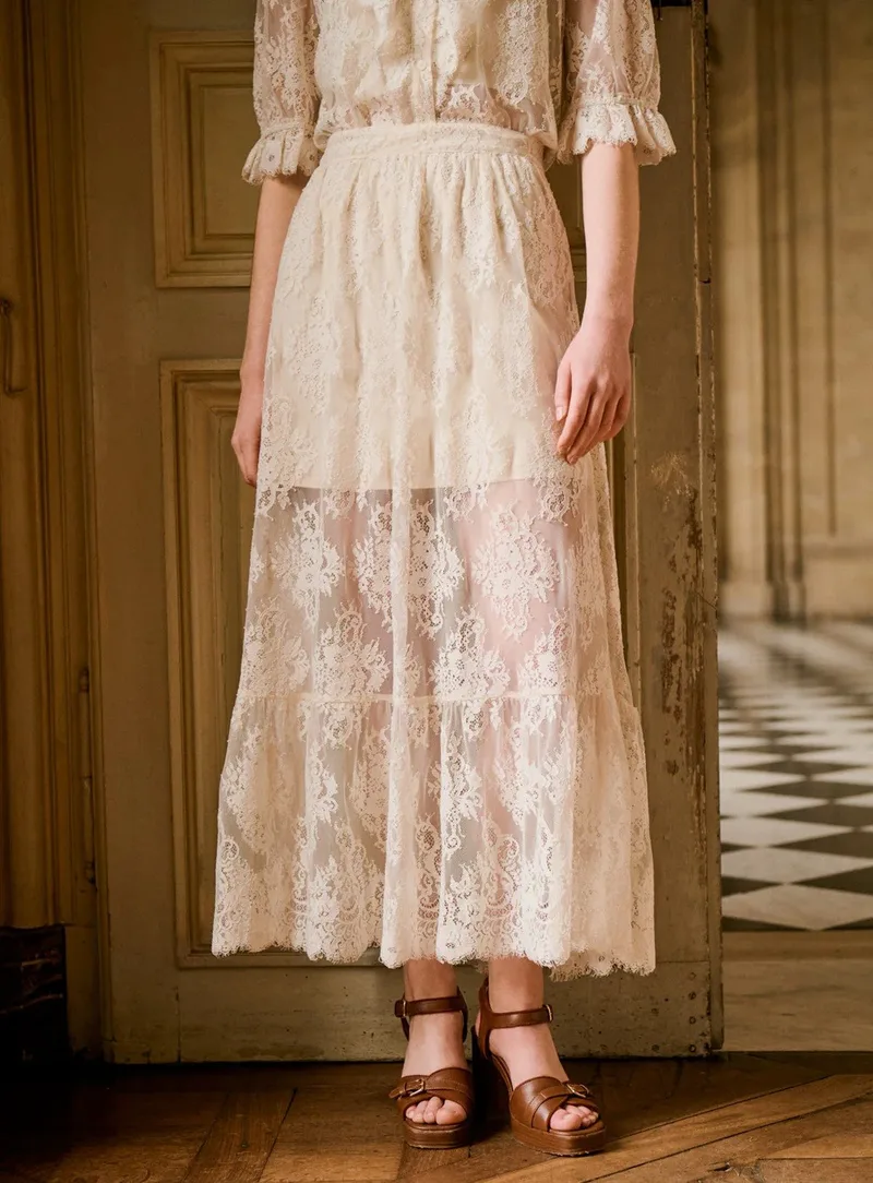 Petite Mendigote Γυναικεία Maxi Φούστα Με Δαντέλα Και Layered Σχέδιο
