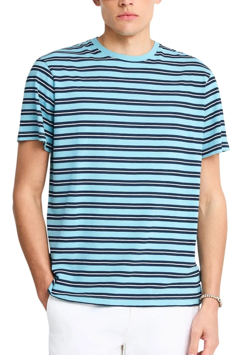Μπλούζα Κοντομάνικη Funky Buddha Με Ριγέ Μοτίβο FBM013-303-04-RETRO BLUE Ανδρικό