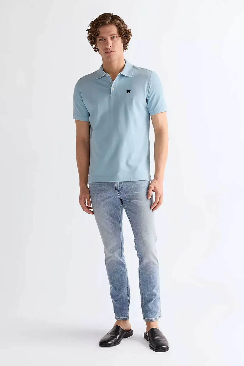 Wrangler® ανδρικό τζιν παντελόνι πεντάτσεπο Slim Tapered Fit "Larston" - 112377820 Denim Blue Ανοιχτό