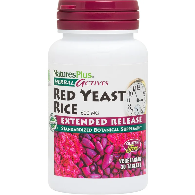 Natures Plus Red Yeast Rice 600mg Συμπλήρωμα Διατροφής Συμπυκνωμένου Εκχυλίσματος Κόκκινης Μαγιάς Ανεπτυγμένης σε Ρύζι Παρατεταμένης Αποδέσμευσης για την Προστασία του Καρδιαγγειακού Συστήματος Κατά της Χοληστερίνης 30tabs