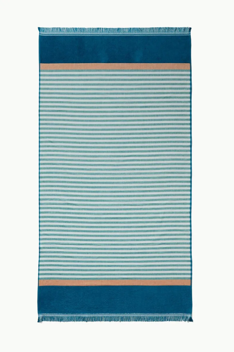 Coincasa unisex πετσέτα θαλάσσης με ριγέ σχέδιο 90 x 170 cm - 006816294 Πετρόλ
