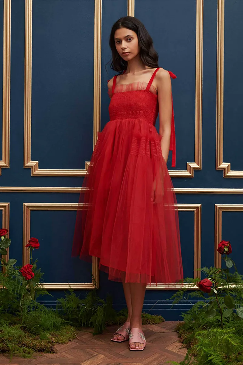 Sister Jane γυναικείο midi φόρεμα με τούλι "Palace" - DRD549RED Κόκκινο