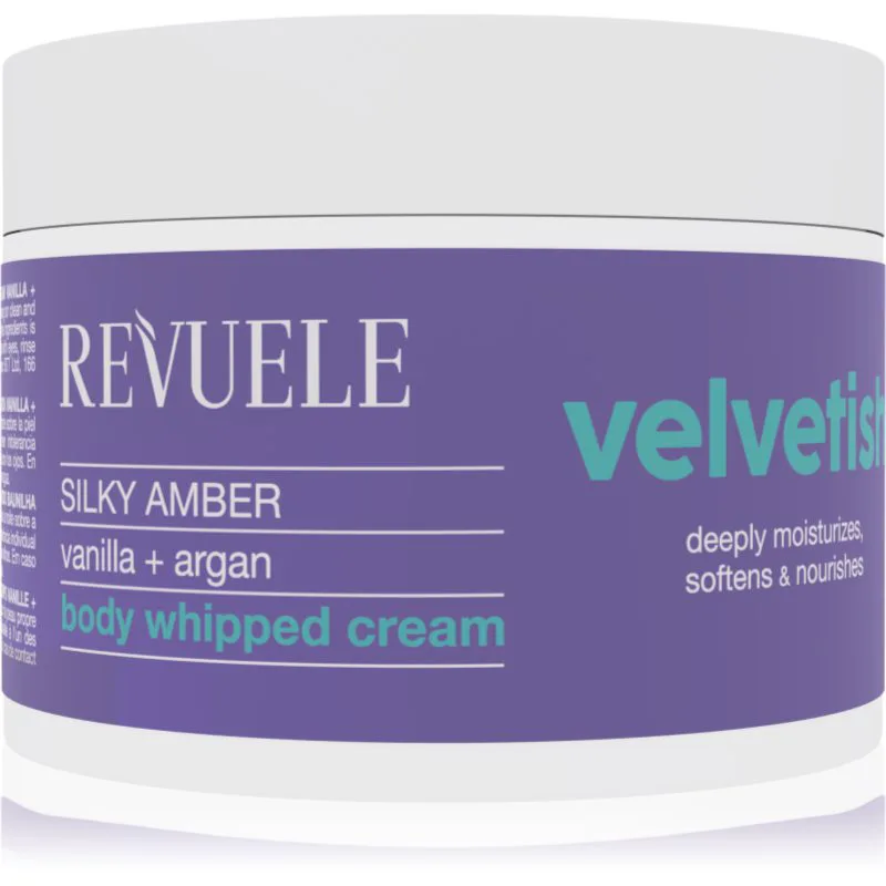 Revuele Velvetish Silky Amber Body Whipped Cream ενυδατική κρέμα σώματος Vanilla + Argan 300 ml