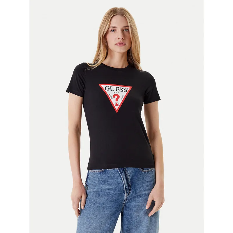 Guess Jeans T-Shirt W4YI04 J1314 Μαύρο Slim Fit