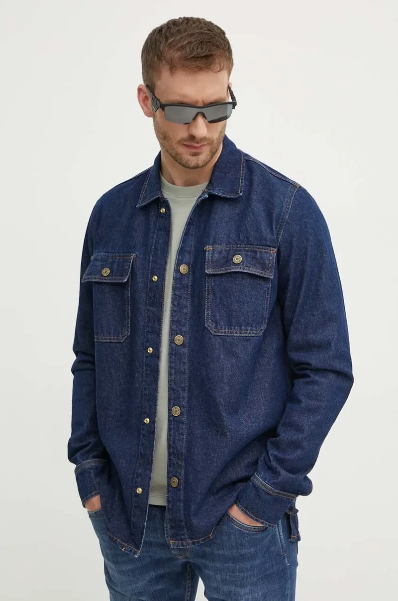 Pepe Jeans Ανδρικό Πουκάμισο Relaxed Overshirt PM308585CU4-000 Μπλε
