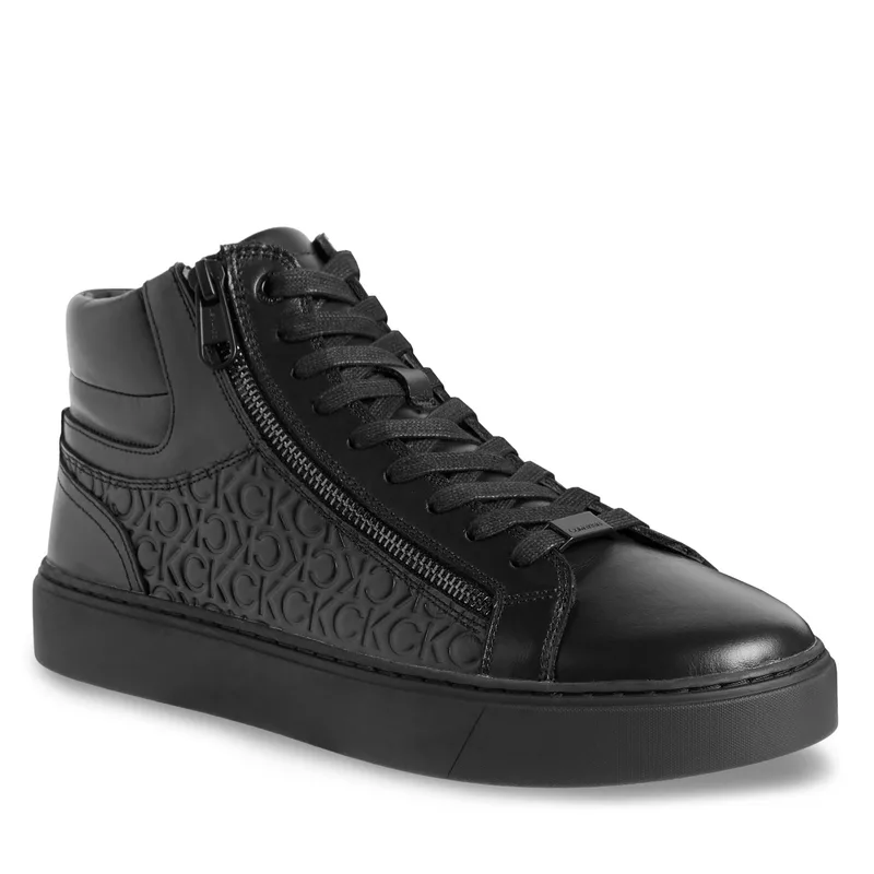 Αθλητικά Calvin Klein High Top Lace Up W/Zip Mono HM0HM01180 Μαύρο