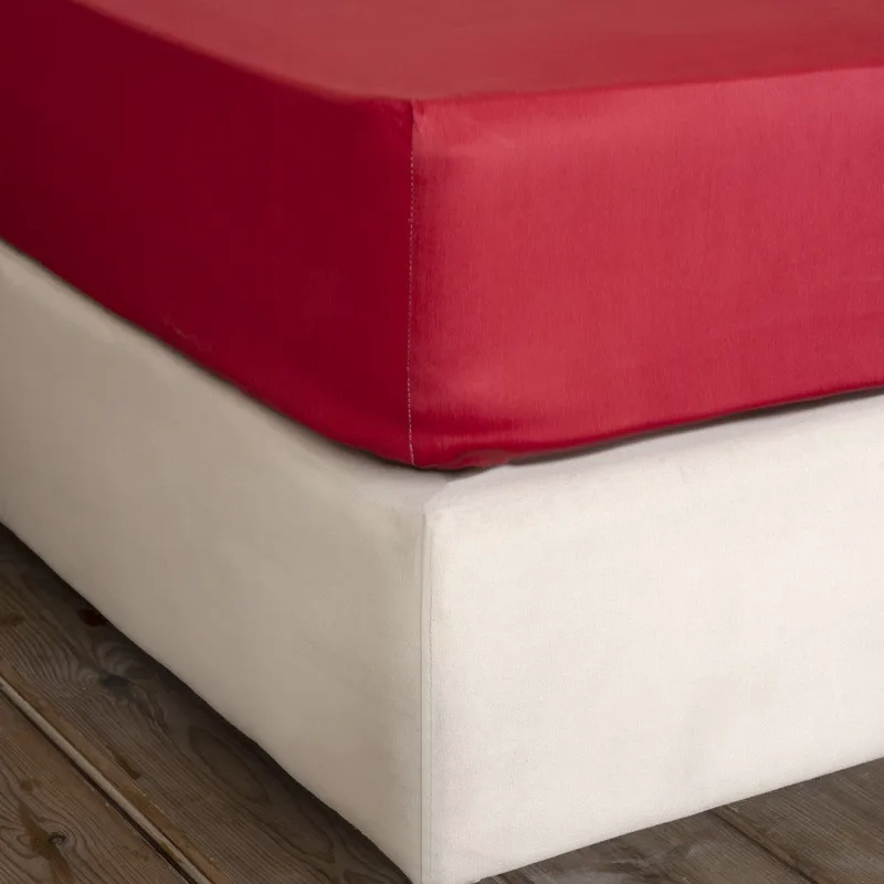Σεντόνι King Size με Λάστιχο Nima Superior Satin Red 180x200+34