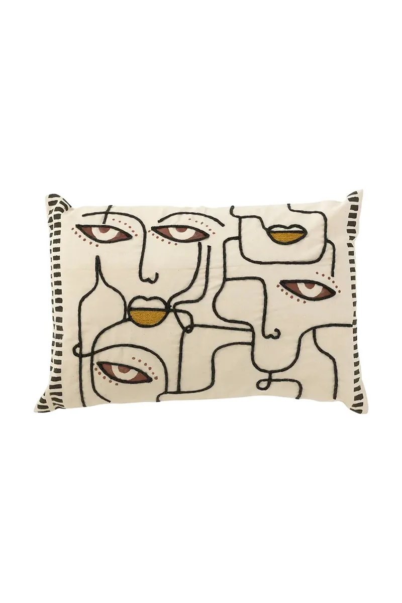 Διακοσμητικό βαμβακερό μαξιλάρι J-Line Faces 68 x 40 cm
