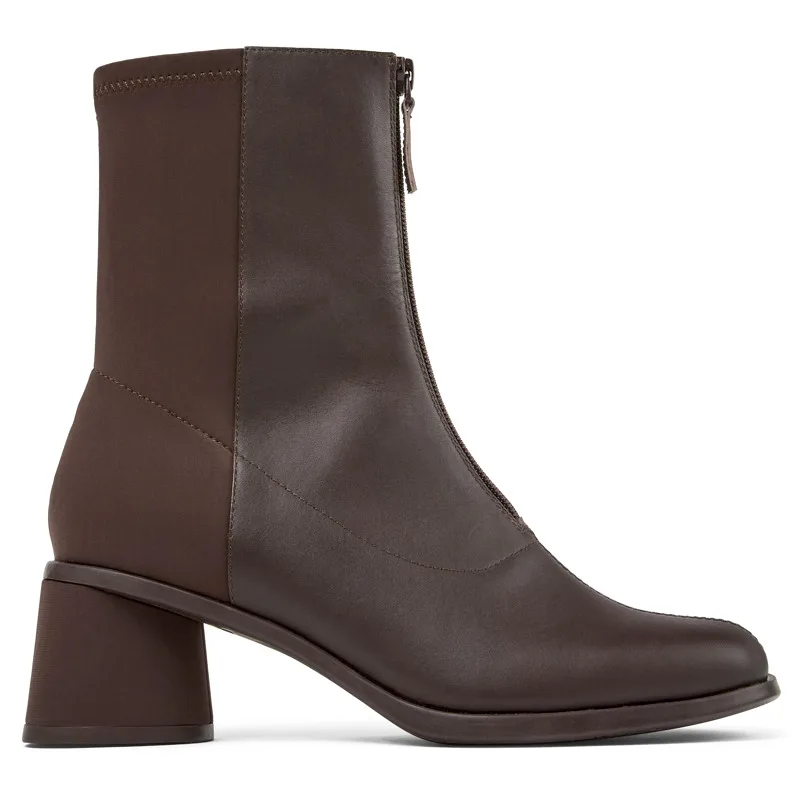 CAMPER Kiara - Μποτάκια Για Γυναικεία - Καφέ, Μέγεθος 37, Smooth leather/Cotton fabric
