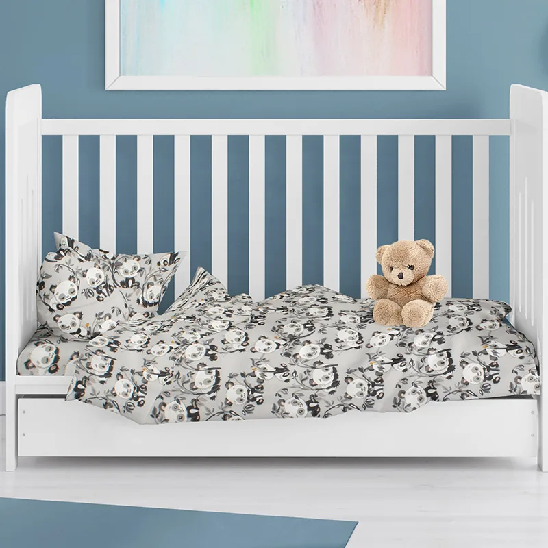 Φανελένιο Πάπλωμα Κούνιας 120X160 Dimcol Panda Bear 96 (120x160)