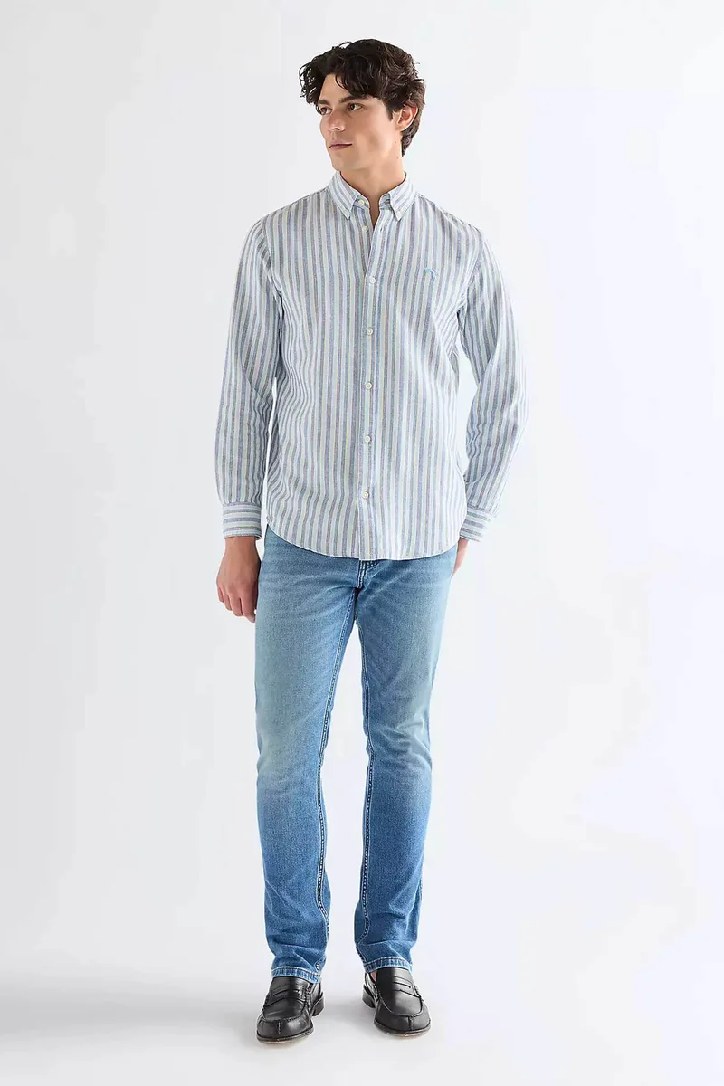 Wrangler® ανδρικό τζιν παντελόνι πεντάτσεπο Straight Fit "Greensboro" - 112377801 Denim Blue