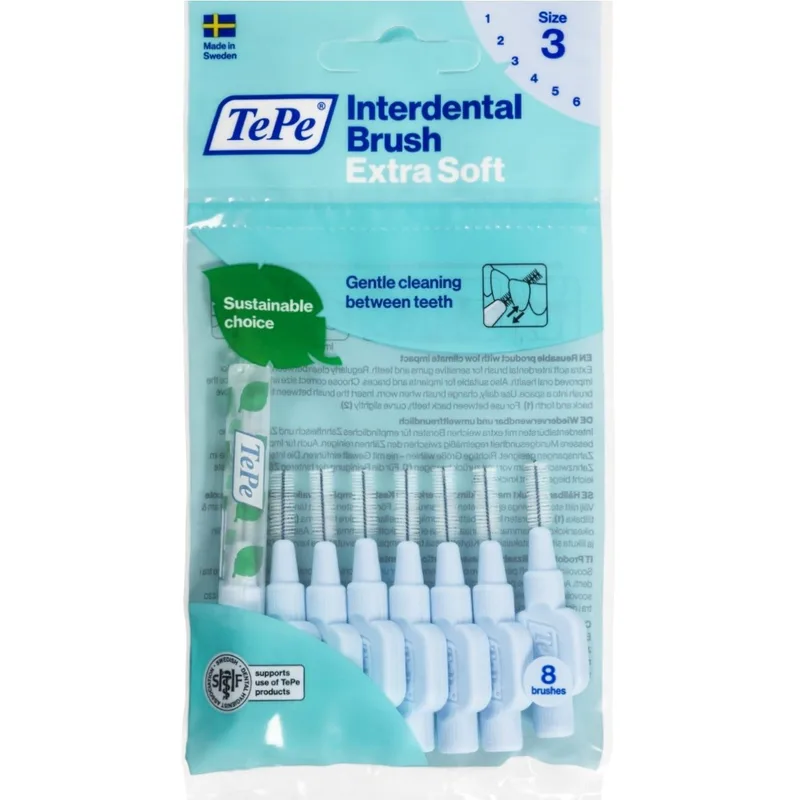 TePe Interdental Brush Extra Soft Μεσοδόντια Βουρτσάκια με Μαλακές Ίνες για Ευαίσθητα Δόντια & Ούλα 8 Τεμάχια - Size 3 (0.6mm)