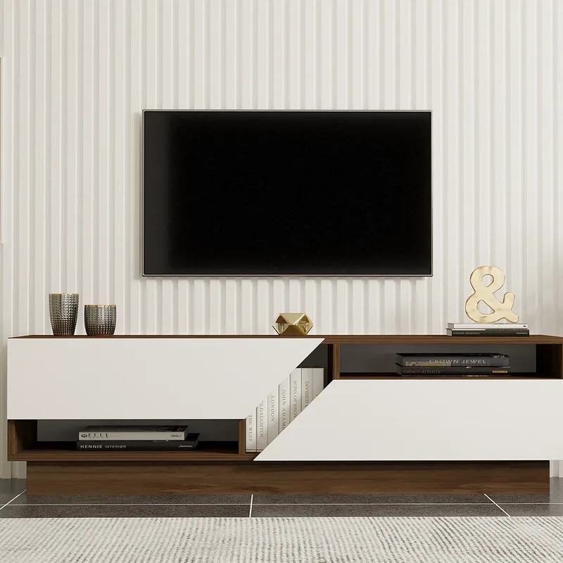 Έπιπλο Τηλεόρασης (160x40x45) A-G Koza 835PUQ3058 Walnut/White