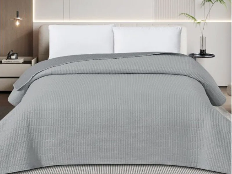Κουβερλί Κεντημένο Διπλής Όψης 100% Microfiber Γαρύφαλλο - Silver-Γκρι, 160x240