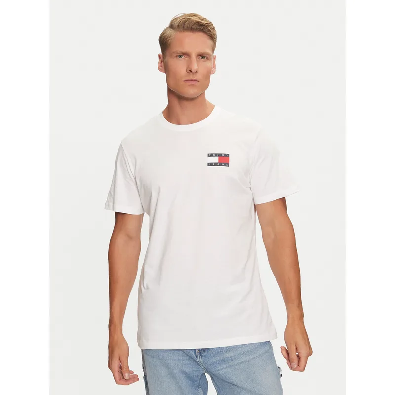 Tommy Jeans T-Shirt Essential Flag DM0DM20740 Λευκό Slim Fit