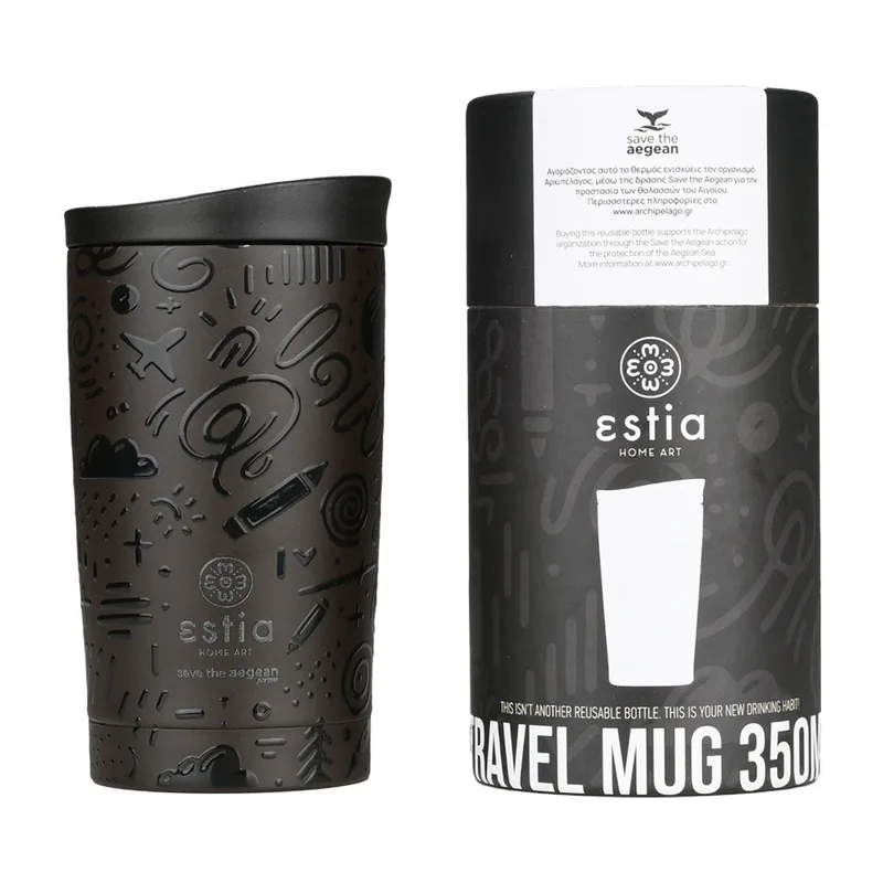 Estia Θερμός Travel Mug Save The Aegean 350Ml Noir Echo