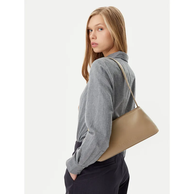Τσάντα Calvin Klein Embossed Logo Shoulder Bag K60K612550 Μπεζ