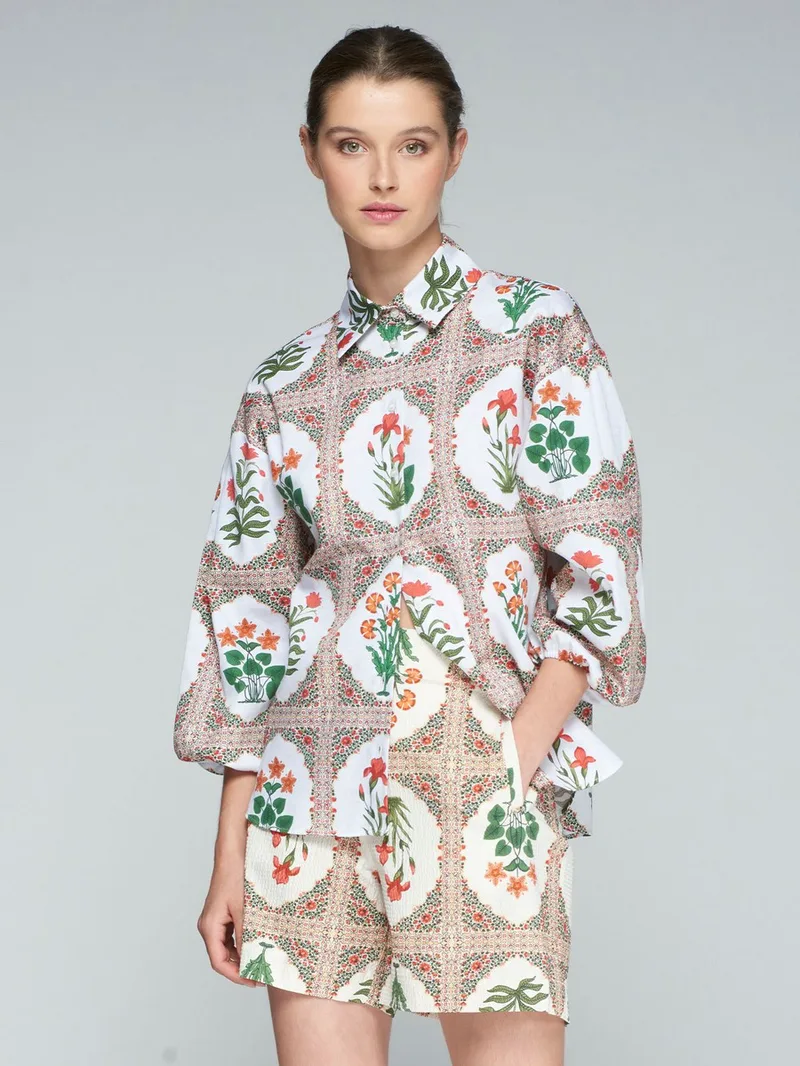 Vilagallo Γυναικείο Σορτς Βαμβακερό Seersucker με Floral Print Regular Fit