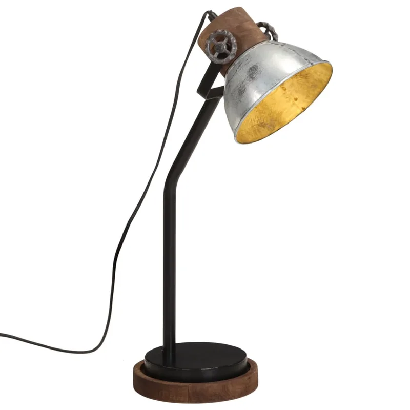 vidaXL Φωτιστικό Γραφείου 25 W Vintage Ασημί 18x18x60 εκ. Ε27