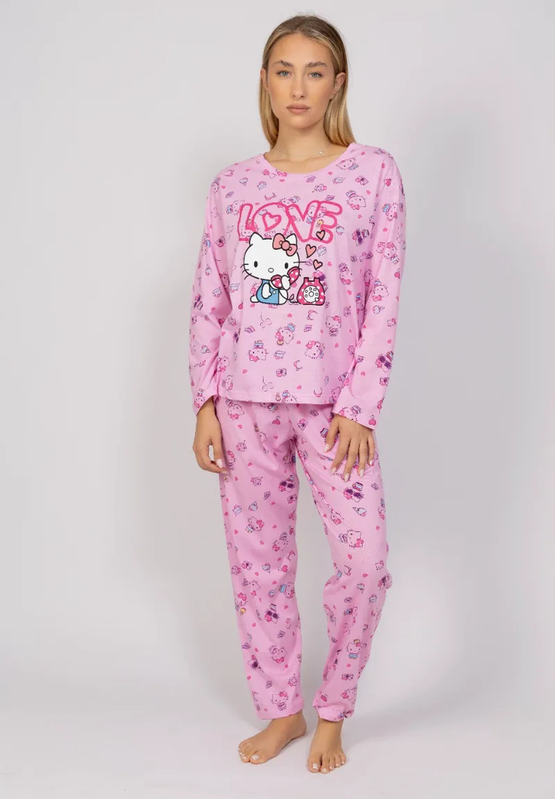 Πιτζάμα γυναικεία Hello Kitty Love Sexen HK224-A-Ροζ