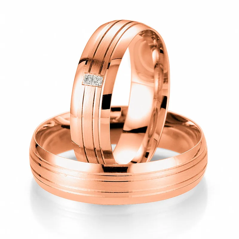 Ροζ Χρυσή Βέρα Γάμου Breuning με ή χωρίς Πέτρες WR312R xoris_petra k8