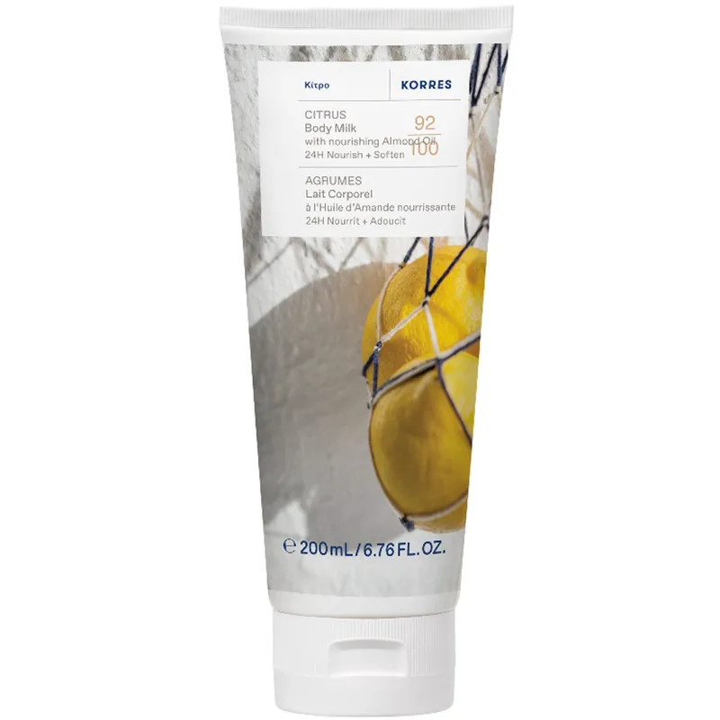 Korres Citrus & Nourishing Almond Oil Body Milk Απαλό Γαλάκτωμα Σώματος με Φρέσκο & Αναζωογονητικό Άρωμα από Κίτρο, Περγαμόντο & Πλούσιο σε Αμυγδαλέλαιο 200ml