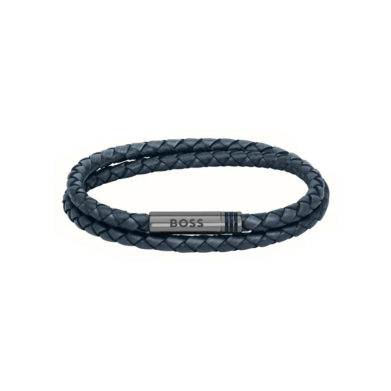 HUGO BOSS Ανδρικό Δερμάτινο Μπλε Βραχιόλι 1580494M