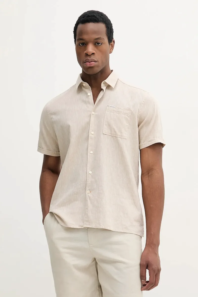 Barbour πουκάμισο Ανδρικό λινό Shirt Dept - Summer