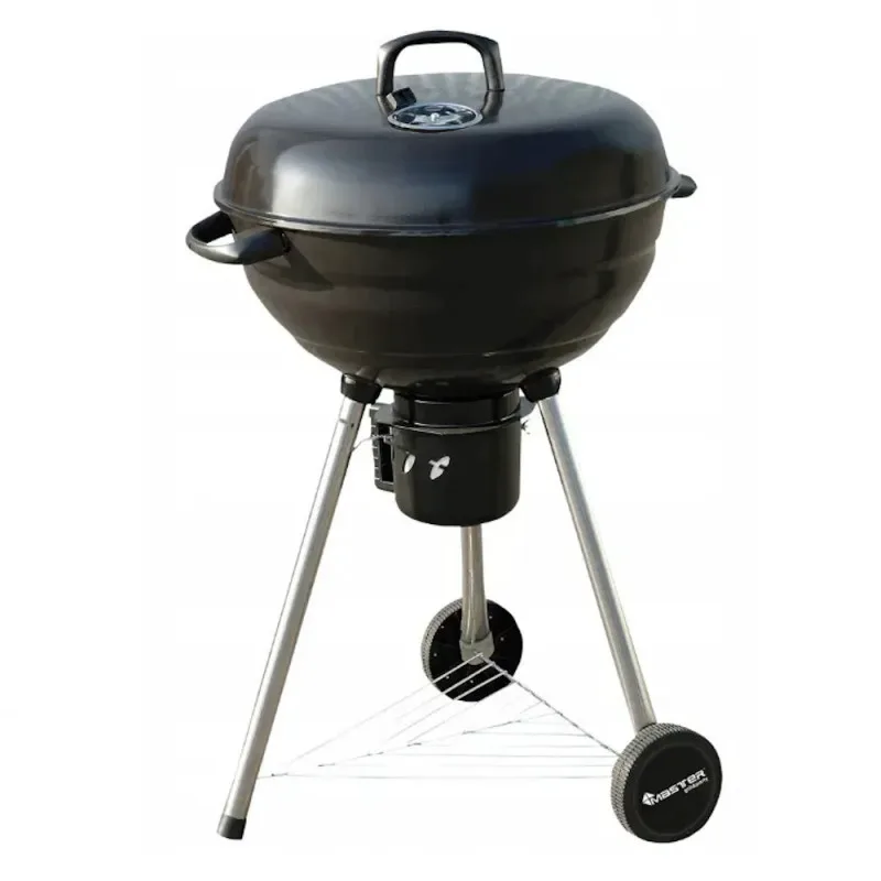 Ψησταριά κάρβουνου MasterGrill MG910, 46 cm, Εμαγιέ ατσάλι, Συλλέκτη στάχτης, 2 Ροδάκια, Μαύρο/Inox