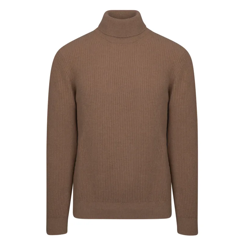 Prince Oliver Πουλόβερ Ζιβάγκο Καφέ (Modern Fit) New Arrival