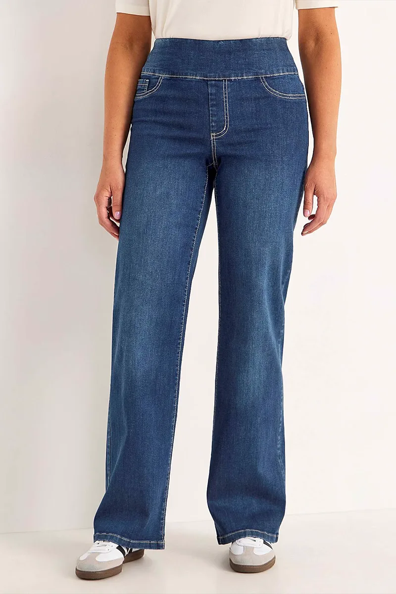 Τζιν παντελόνι με μπάσκα σε denim blue χρώμα