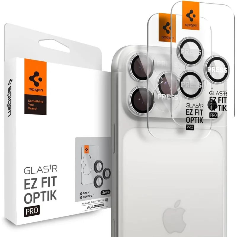 Tempered Glass iPhone 17 Pro / 17 Pro Max / 16 Pro / 16 Pro Max / 15 Pro / 15 Pro Max / 14 Pro / 14 Pro Max Spigen GLAS.tR EZ Fit OPTIK Pro Camera Lens Protector Αντιχαρακτικό Γυαλί Προστασίας για Φακό Κάμερας 2 Τεμάχια - Silver (AGL10124)