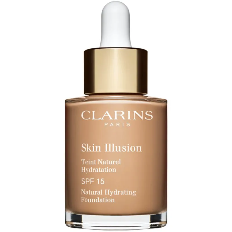 Clarins Skin Illusion Natural Hydrating Foundation λαμπρυντικό ενυδατικό μεικ απ SPF 15 απόχρωση 108,5W Cashew 30 ml