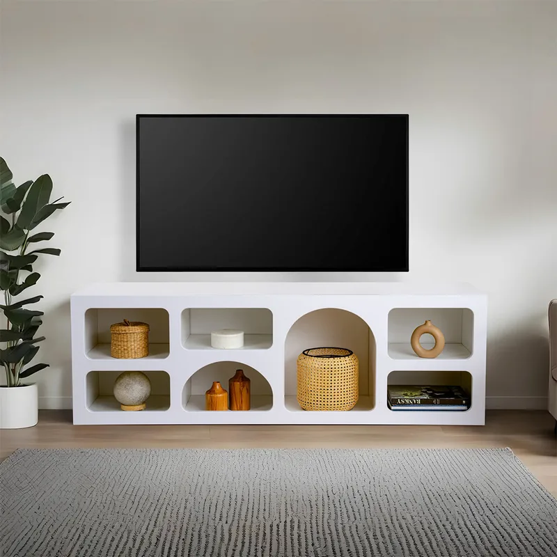Έπιπλο Τηλεόρασης (160x40x51) A-G Ferlis 125GLN1225 White
