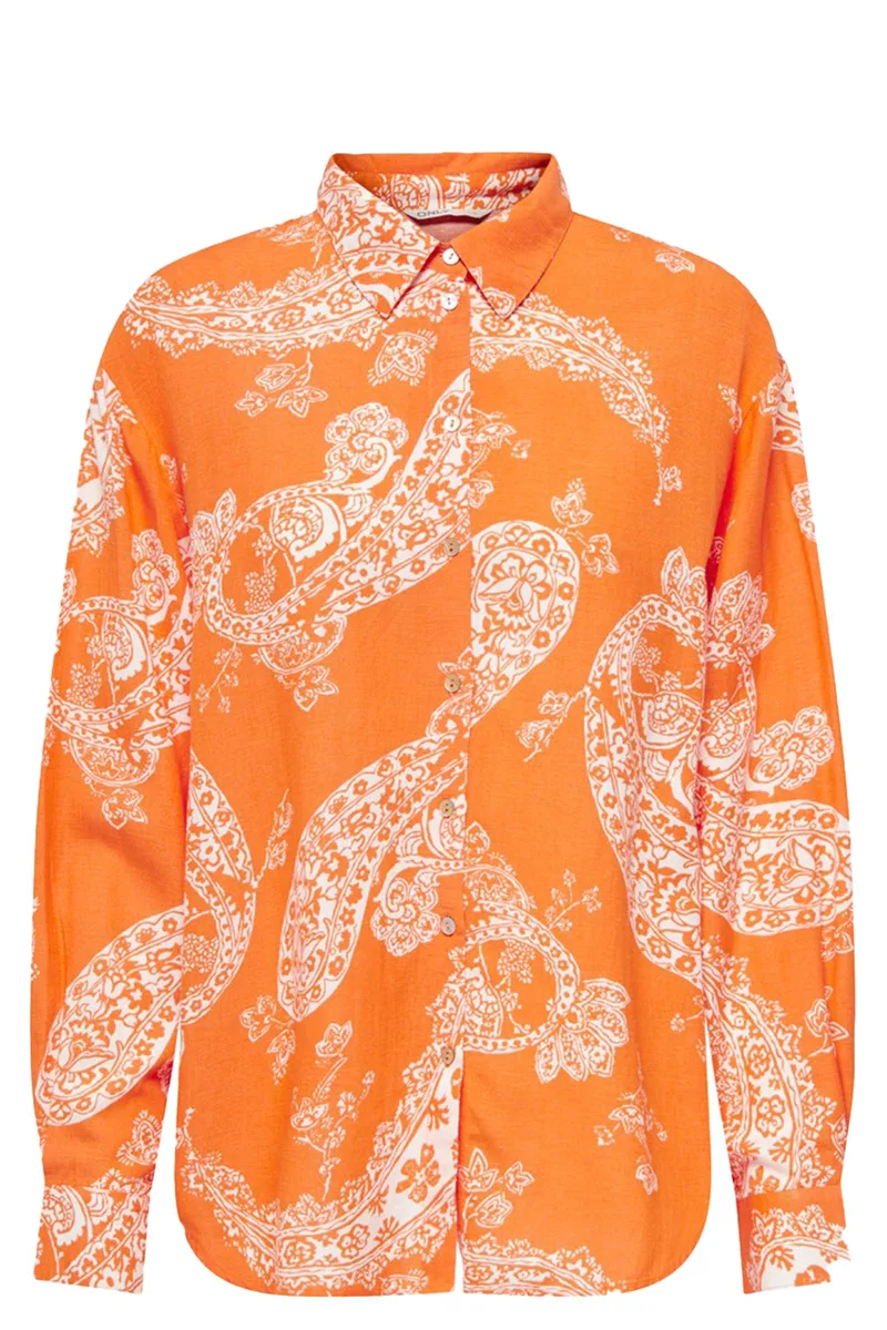 Πουκάμισο Μακρυμάνικο Only Onlbella Linen 15289378-Orange Peel Γυναικείο
