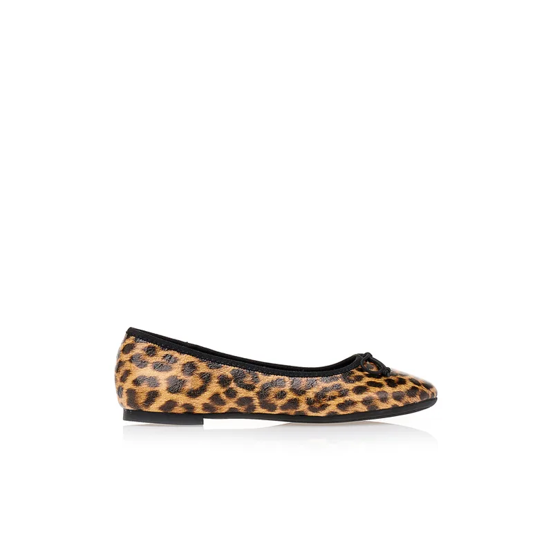 Μπαλαρίνες TSOUKALAS animal print με φιόγκο ΛΕΟΠΑΡ