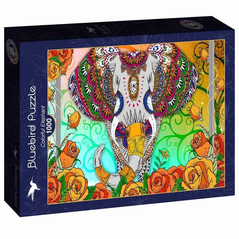 Bluebird Puzzle-90333-Colorful Elephants -1000 pieces
