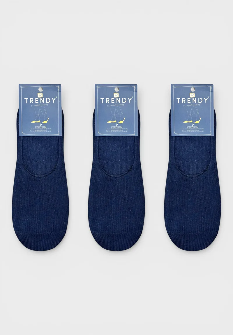Ανδρικά Σουμπάκια Trendy 3 Ζευγάρια Μπλέ – Βαμβακερά Αόρατα Καλτσάκια με Σιλικόνη TR1895-5-Μπλε