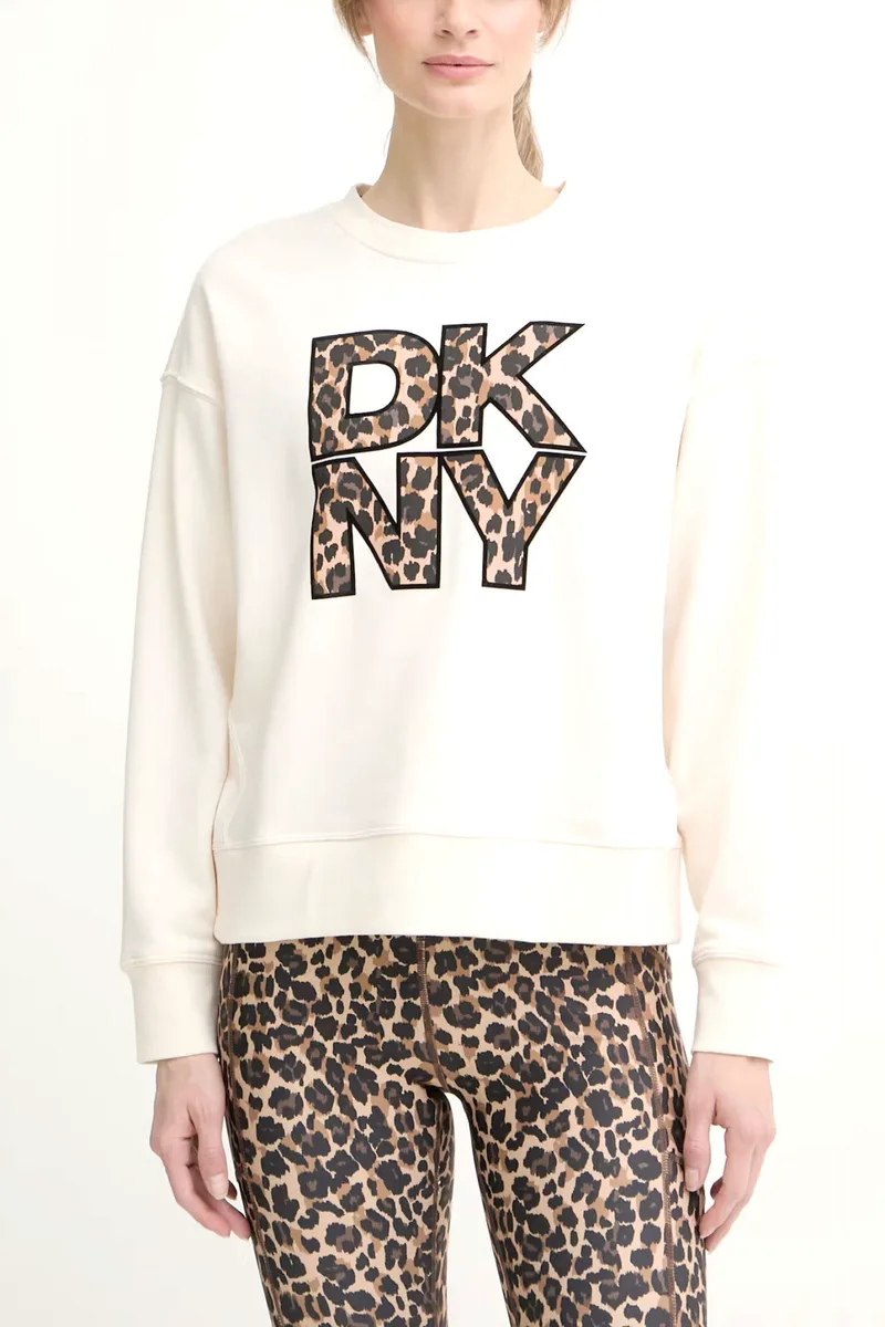 DKNY ΦΟΥΤΕΡ ΛΑΙΜΟΚΟΨΗ LOGO LEOPARD PRINT ΕΚΡΟΥ
