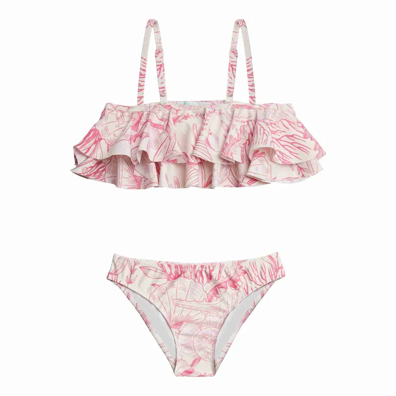 GIRL'S DOUBLE RUFFLED BIKINI THALASSA PINK