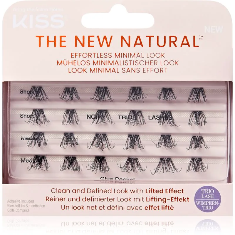 KISS The New Natural Effortless Minimal Look αυτοκόλητες βλεφαρίδες σε τουφάκια χωρίς κόμπο Trio 02 24 τμχ