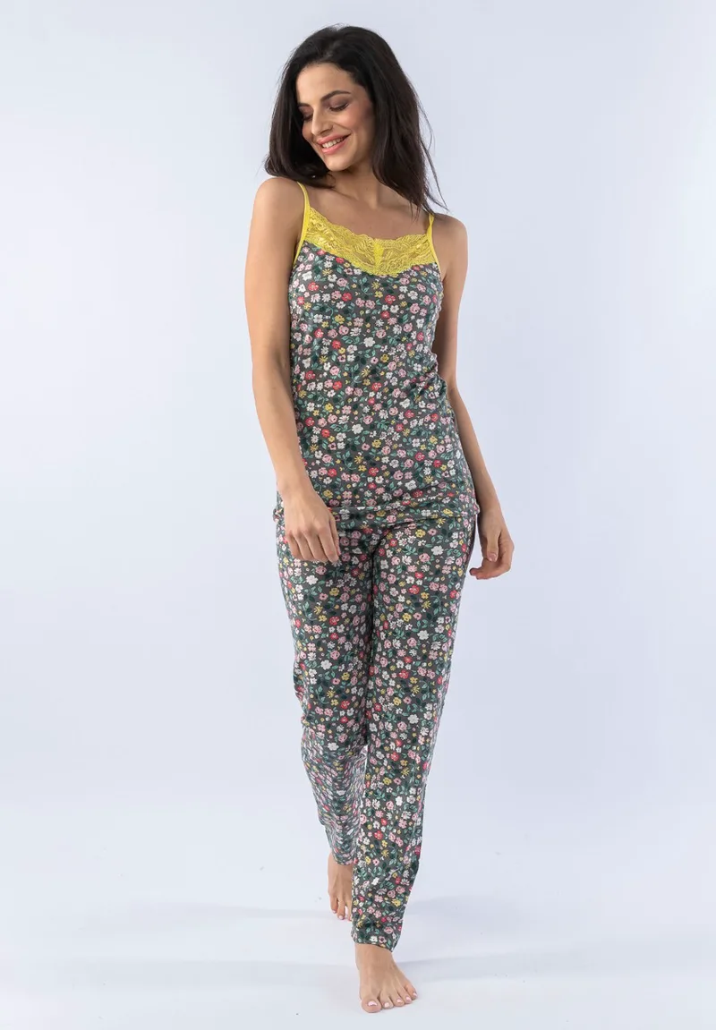 Πιτζάμα γυναικεία με τιράντα Flower Romance 24202