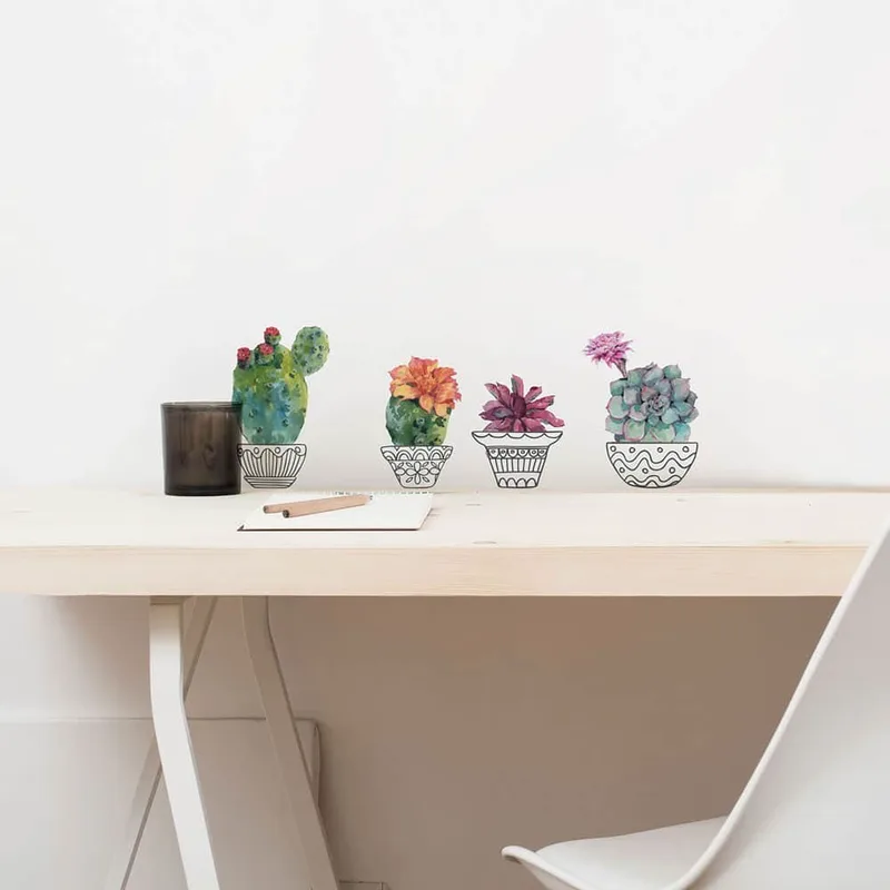 Αυτοκόλλητα Τοίχου Βινυλίου Ango Cactus Vases 59181