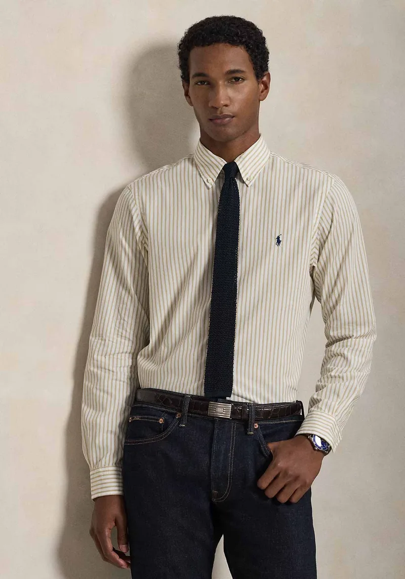 Polo Ralph Lauren Πουκάμισο Striped - 710B15595 007 White Μπεζ