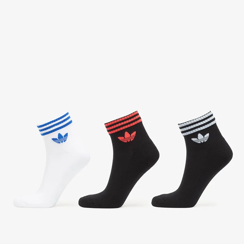 adidas 3-Stripes Ankle Socks 3 Pairs Black/ White/ Lucid Red S